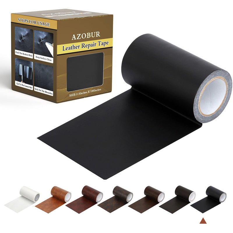  [AUSTRALIA] - Leather Repair Tape Patch Leather Adhesive for Sofas, Car Seats, Handbags, Jackets,First Aid Patch 2.4"X15' (Black) 2.4''x15' Black