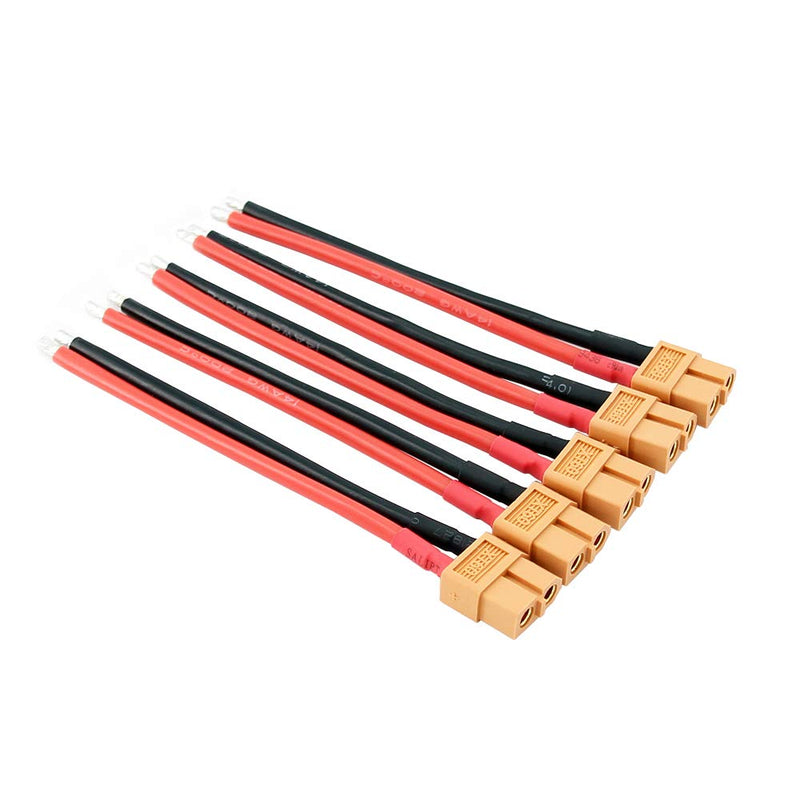  [AUSTRALIA] - 5pcs XT60 / XT-60 Female Connectors w/ 10cm 14awg Wire for Turnigy / Zippy(BDHI-25)