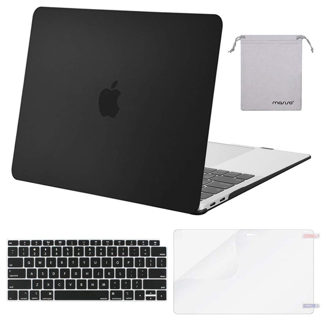  [AUSTRALIA] - MOSISO Compatible with MacBook Air 13 inch Case 2020 2019 2018 Release A2337 M1 A2179 A1932 Retina Display Touch ID, Plastic Hard Shell&Keyboard Cover&Screen Protector&Storage Bag, Black