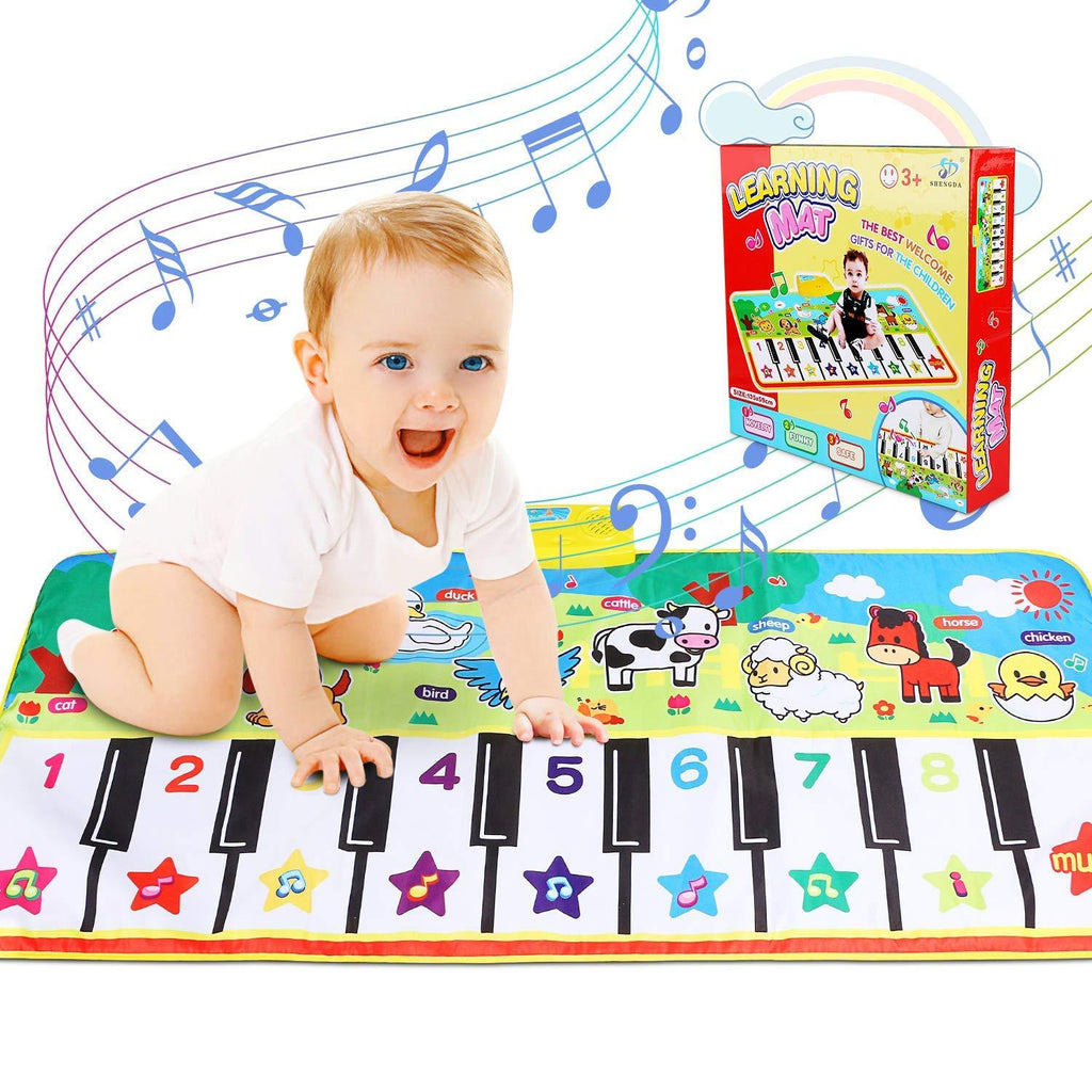 RenFox Musical Mats Keyboard Piano Play Mat Dance Floor Music Mat Animal Blanket Carpet Playmat Early Educational Toys for Kids Baby Toddlers Boy Girl(53.2x23.6 in) - LeoForward Australia