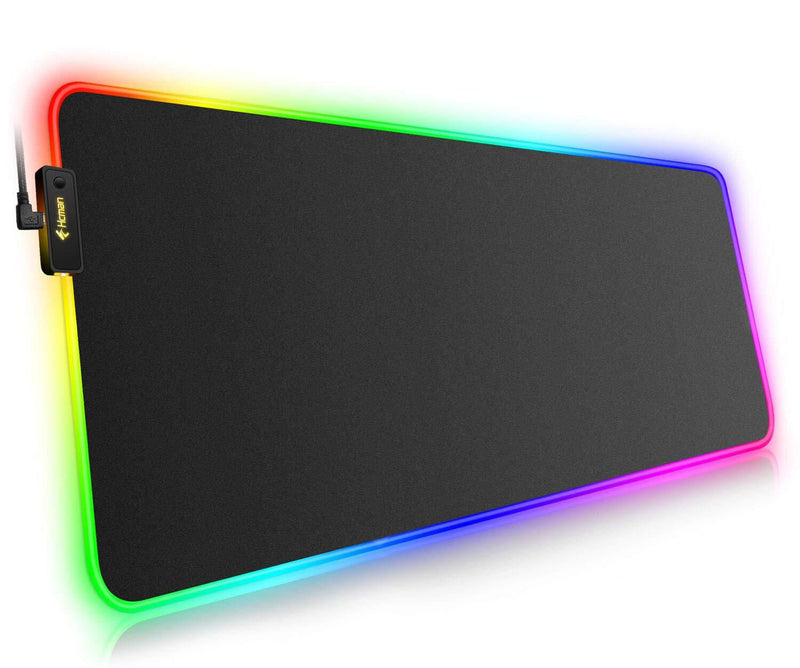 RGB Gaming Mouse Pad Large (800×300×4mm) Hcman XXL Extended Led Mousepad with Non-Slip Rubber Base, Soft Computer Keyboard Pad,for MacBook, PC, Laptop, Desk - Black - LeoForward Australia