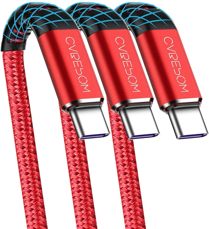  [AUSTRALIA] - USB A to Type C Cable, Cabepow [3-Pack 10ft] Fast Charging USB Type C Cord for Samsung Galaxy A10/A20/A51/S10/S9/S8, Type C Charger Premium Nylon Braided USB Cable (Red) Red 10Feet