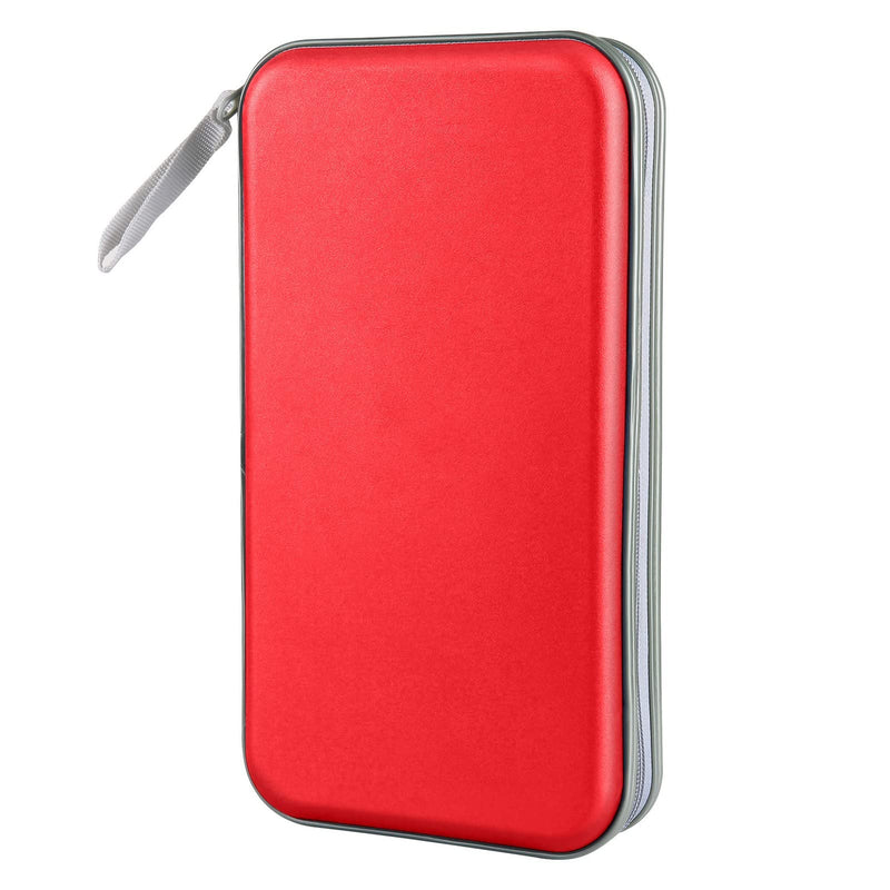  [AUSTRALIA] - Siveit CD Case Holder, 80 Capacity CD/DVD Case Holders Wallet Hard Plastic CD DVD Disc Cases Storage Binder for Car Home Office Travel (Red) Red