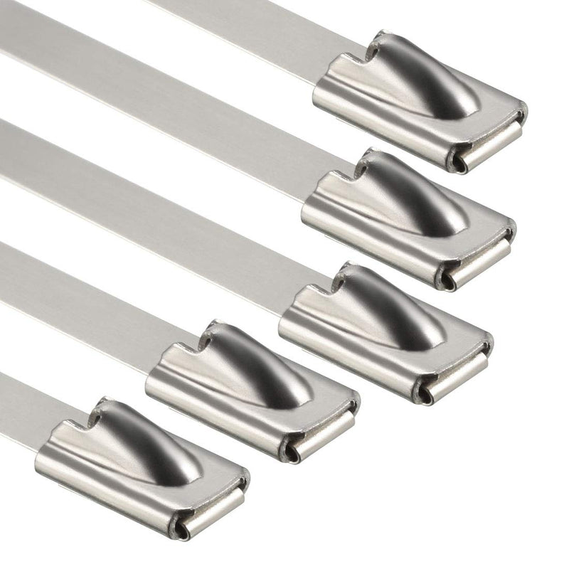  [AUSTRALIA] - uxcell 14 Inch Stainless Steel Cable Zip Ties Multi-Purpose Metal Exhaust Wrap 20pcs