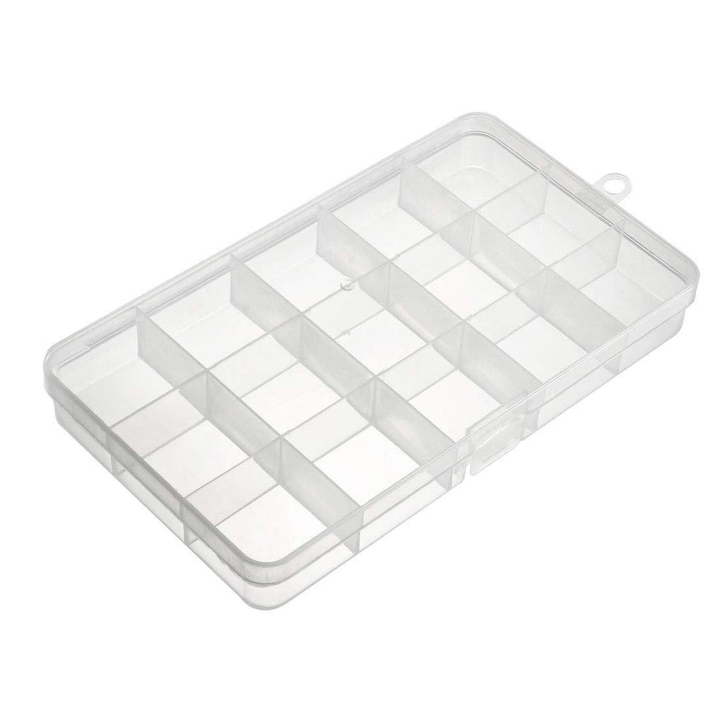  [AUSTRALIA] - uxcell Component Storage Box - Plastic Fixed 15 Grids Electronic Component Containers Tool Boxes Clear White 170x100x23mm