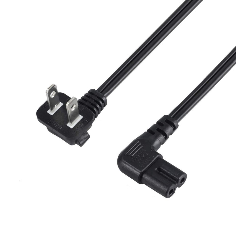 VSEER 3FT SPT-2 18AWG 125V 10A Angled 2-Slot Non-Polarized Angle Power Cord (IEC320 C7 to Nema 1-15P), Black (3FT) - LeoForward Australia