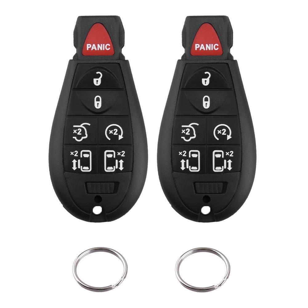  [AUSTRALIA] - IYZ-C01C Car Key Fob Case Compatible with Chrysler Town & Country 2008-2016, Dodge Caravan 2008-2019 Keyless Entry Rmote Control Shell (7 Buttons, 2 Pack)