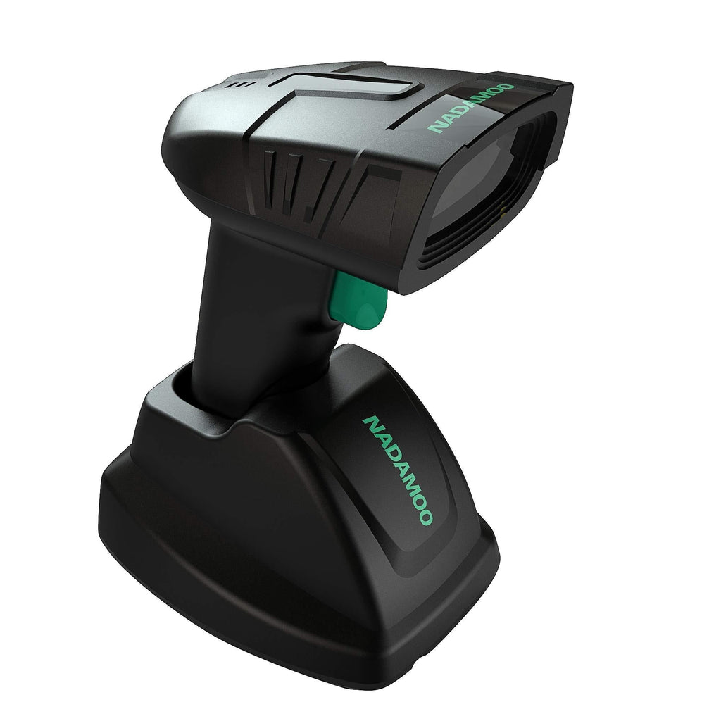 NADAMOO Wireless Barcode Scanner with Charging Cradle, 400M Long Transmission Distance, 1D Cordless USB Portable Handheld Laser Bar Code Reader for Computer PC POS Warehouse Inventory Supermarket - LeoForward Australia