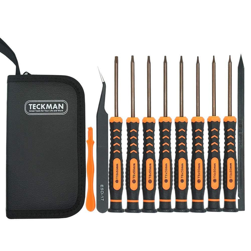  [AUSTRALIA] - TECKMAN 11 in 1 Torx Screwdriver Set with T3 T4 T5 T6 T7 T8 T9 T10 Security Torx Screwdriver & Tweezer,Magnetic Screwdrivers Precision Repair Kit for Xbox,PS4,Macbook,Computer,Ring Doorbell & Knife