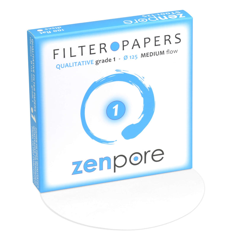  [AUSTRALIA] - 12.5 cm Lab Filter Paper, Standard Qualitative Grade 1 - ZENPORE Medium Flow 125 mm (100 Discs) 12.5 cm diameter