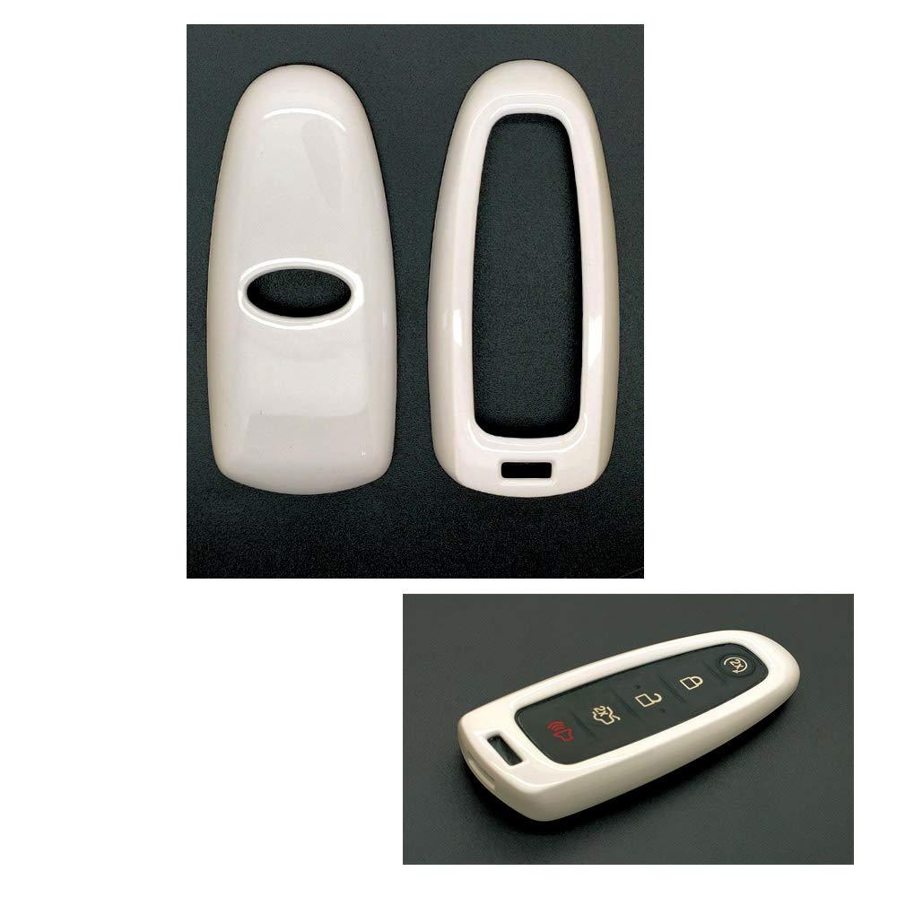  [AUSTRALIA] - carmonmon Smart Remote Keyless Entry Paint Color Shell Key Case Cover Fit for Lincoln Ford 5 Buttons (White) White