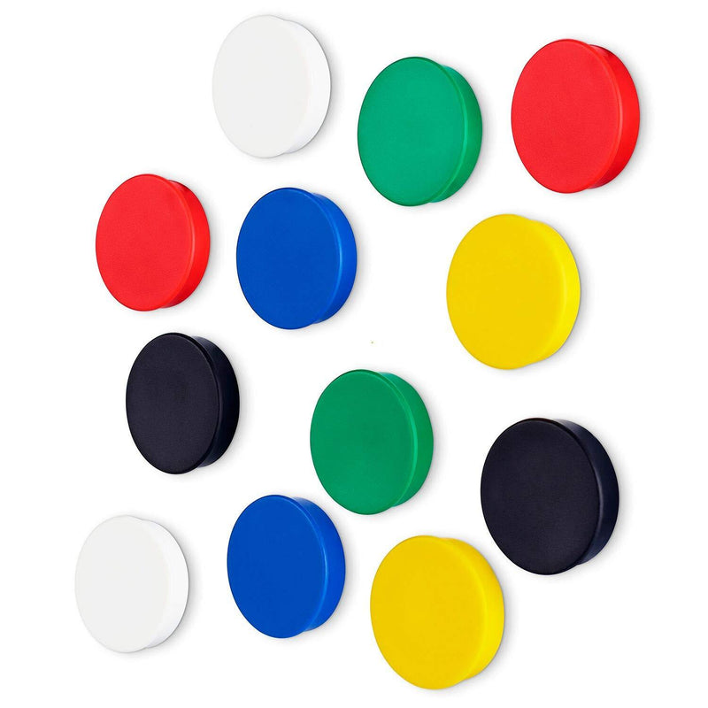  [AUSTRALIA] - Strong Colorful Round Refrigerator and Whiteboard Magnets, Assorted Colors, 1.5 Inch Diameter (12 Pack)(36mm)