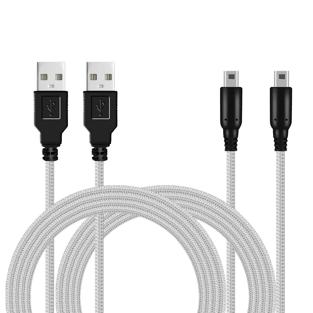 2 Pack 5ft 3DS/ 2DS USB Charger Cable, Play and Charge Nylon Braided Power Charging Cord Compatible with Nintendo 3DS/ XL, 2DS/ XL, DSi/ XL Grey - LeoForward Australia