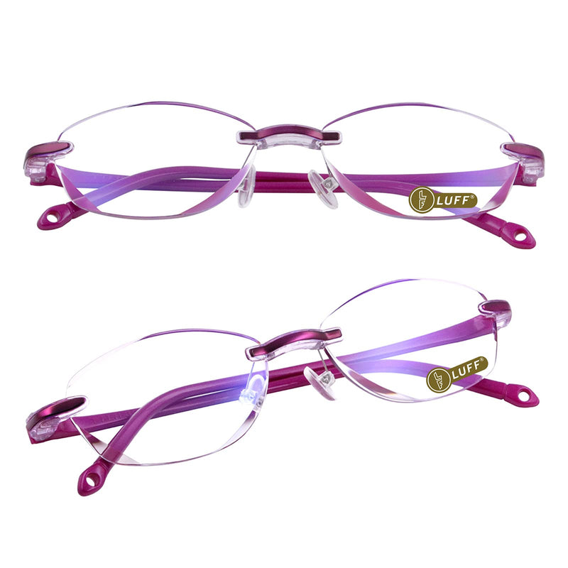  [AUSTRALIA] - LUFF Premium Computer Reading Glasses Blue Light Blocking Diamond Cut Edge Design Spectacle Readers for Women Pink 2.0 x