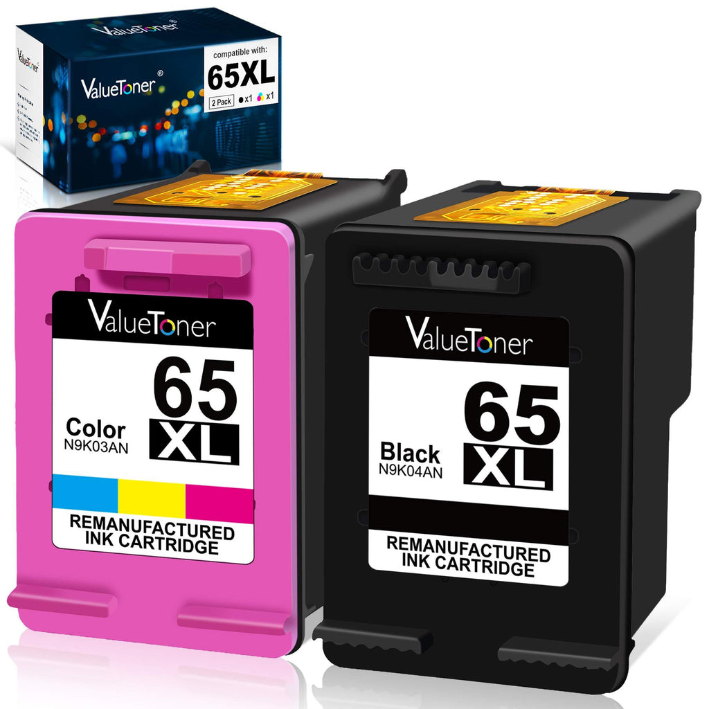  [AUSTRALIA] - Valuetoner Remanufactured Ink Cartridges Replacement for HP 65XL 65 XL N9K04AN for Envy 5055 5052 5058 DeskJet 3755 2655 3720 3722 3723 3752 3758 2652 2624 Printer High Yield (1 Black, 1 Color)