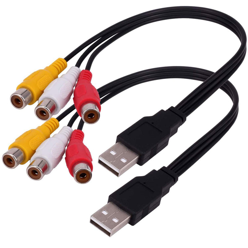 USB to 3RCA Cable, Yeworth [2 Pack] 0.25m USB Male to 3 RCA Female Jack Splitter Audio Video AV Composite Adapter Cable Cord for TV/PC USB Male-RCA Female - LeoForward Australia