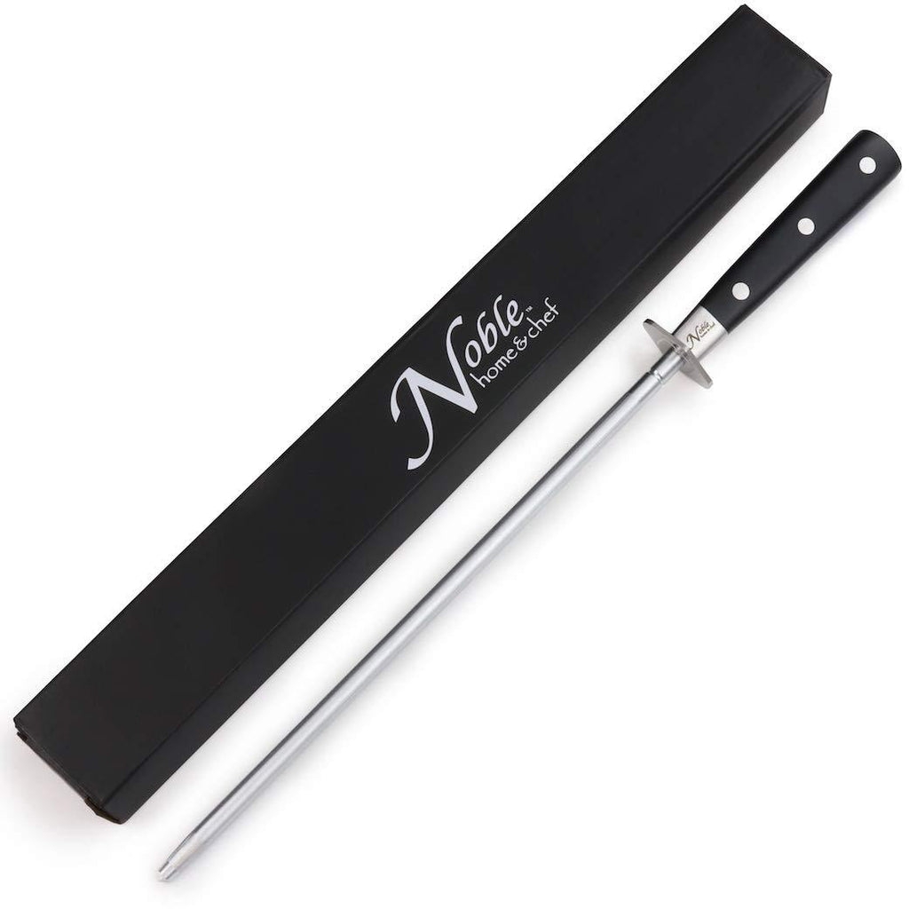  [AUSTRALIA] - Professional Knife Steel Magnetized for Safety. Our Honing Rod Has an Oval Handle for a Firm Grip and is Built For Daily Use, Perfect for Chefs and Home Cooks Alike! (10", 3 Dot) 10" 3 Pin