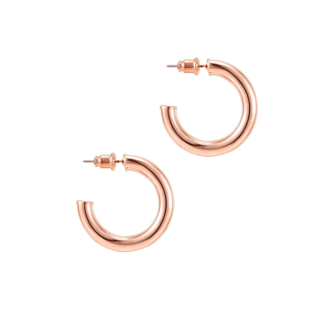 PAVOI 14K Gold Colored Lightweight Chunky Open Hoops | Gold Hoop Earrings for Women 30.0 Millimeters Rose Gold - LeoForward Australia