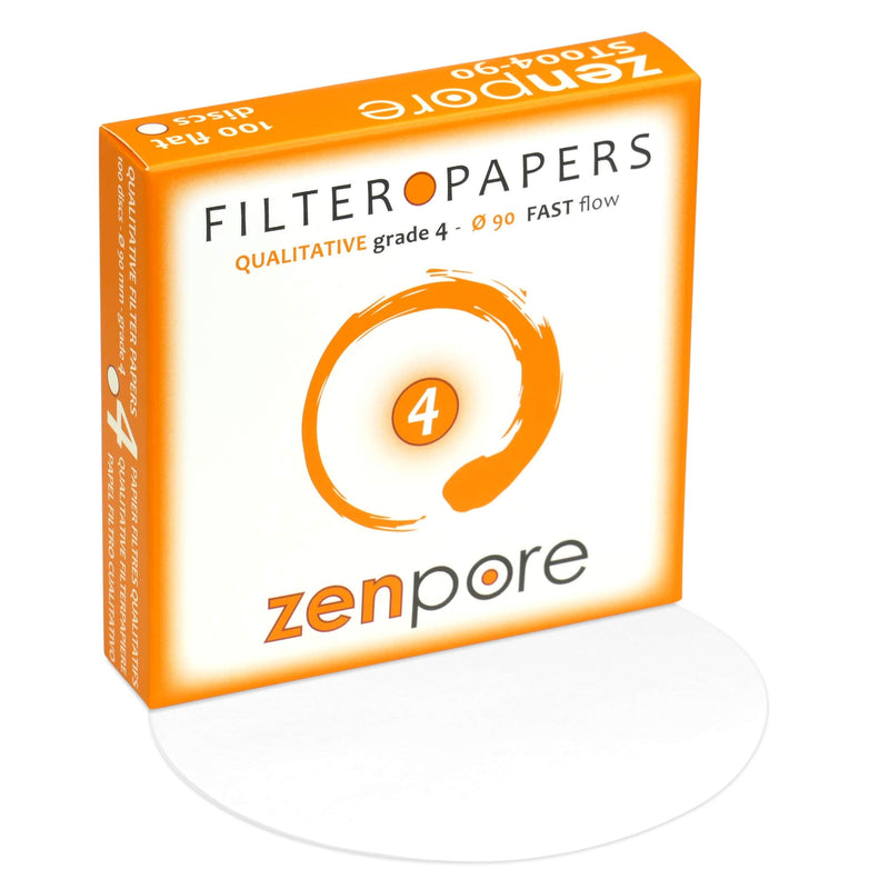  [AUSTRALIA] - 9 cm Lab Filter Paper, Standard Qualitative Grade 4 - ZENPORE Fast Flow 90 mm (100 Discs) 9 cm diameter