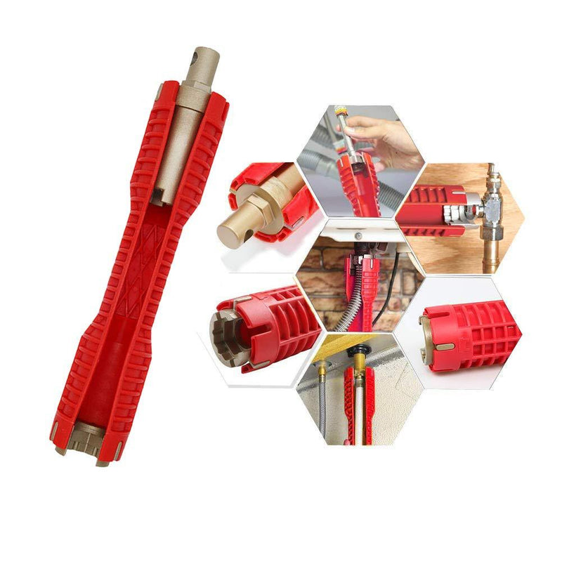 [AUSTRALIA] - (8-in-1) faucet and sink installer,multi-purpose wrench plumbing tool for Toilet Bowl/Sink/Bathroom/Kitchen Plumbing and more (red) Red