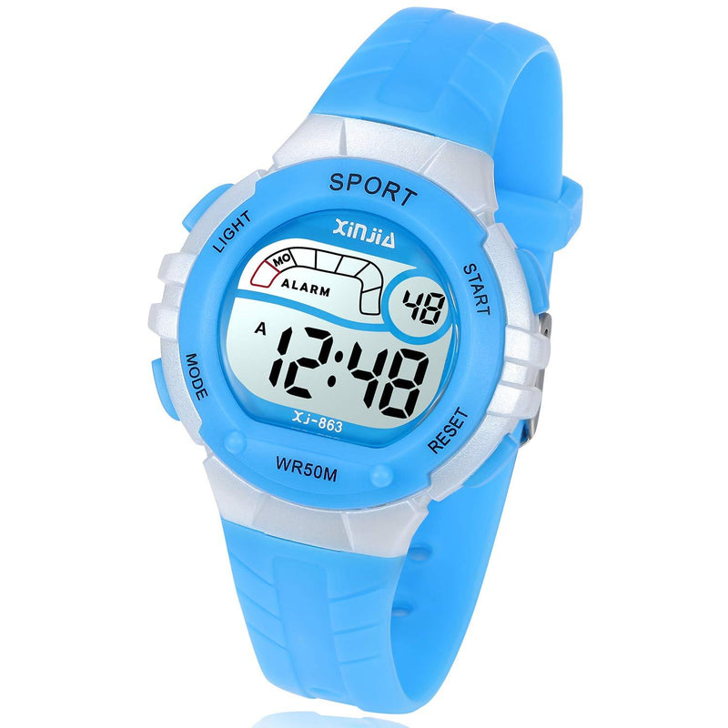 Kids Digital Watches for Girls Boys 50M(5ATM) Waterproof Multi-Functional WristWatches for Children Blue - LeoForward Australia