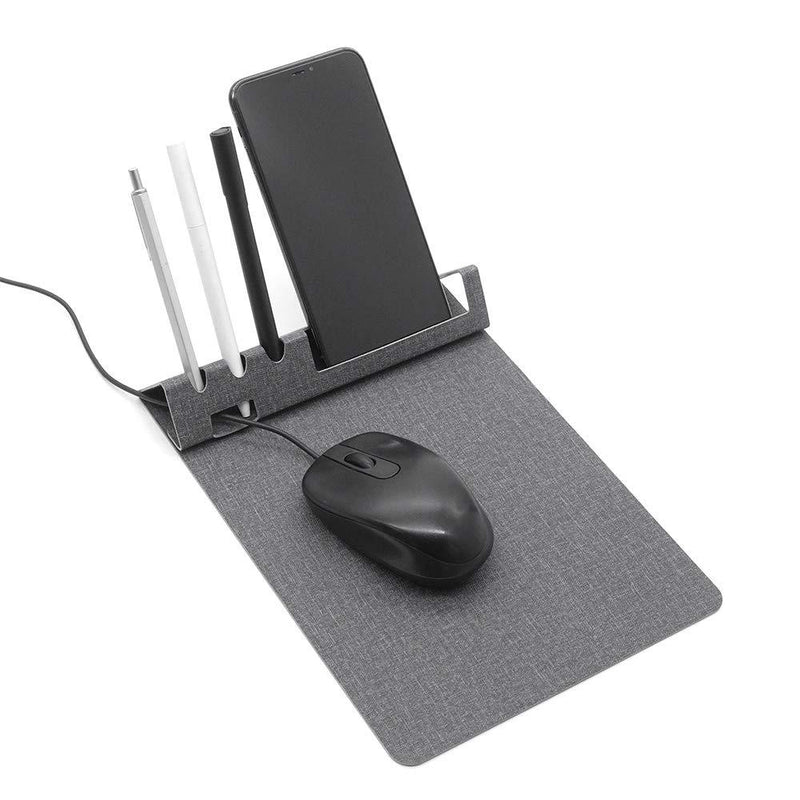  [AUSTRALIA] - SenseAGE Multi-Functional Mouse Pad, 3-in-1 Ultra Smooth Mouse Pad with Non-Slip Base, Portable Slim Mouse Mat, Phone & Pen Holder, Cord Organizer for Home & Office, Grey