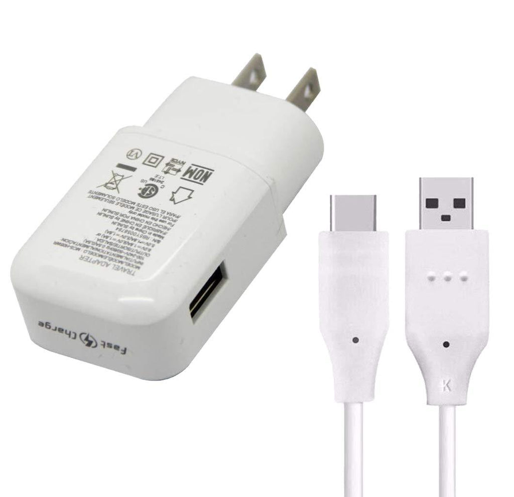 Fast Charger Compatible LG Stylo 4 G5 G6 G7 G8 V20 V30 V35 V30S V40 ThinQ Plus,Samsung Galaxy S8 Plus S9 S9+ S10 Active Note 8 Note 9,Moto Z Z2 Plus and More, USB Type C Cable with Charger Adapter - LeoForward Australia