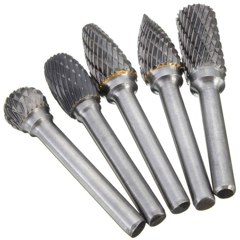 ASNOMY 5PCS Double Cut Carbide Rotary Burrs Set - 1/4 Inch Shank 10MM Head Die Grinder Bits Solid Carbide Rotary Burr File Set for Die Grinder Drill, Metal Carving,Polishing,Engraving,Drilling 5PCS 1/4" Shank Carbide Rotary Burrs - LeoForward Australia
