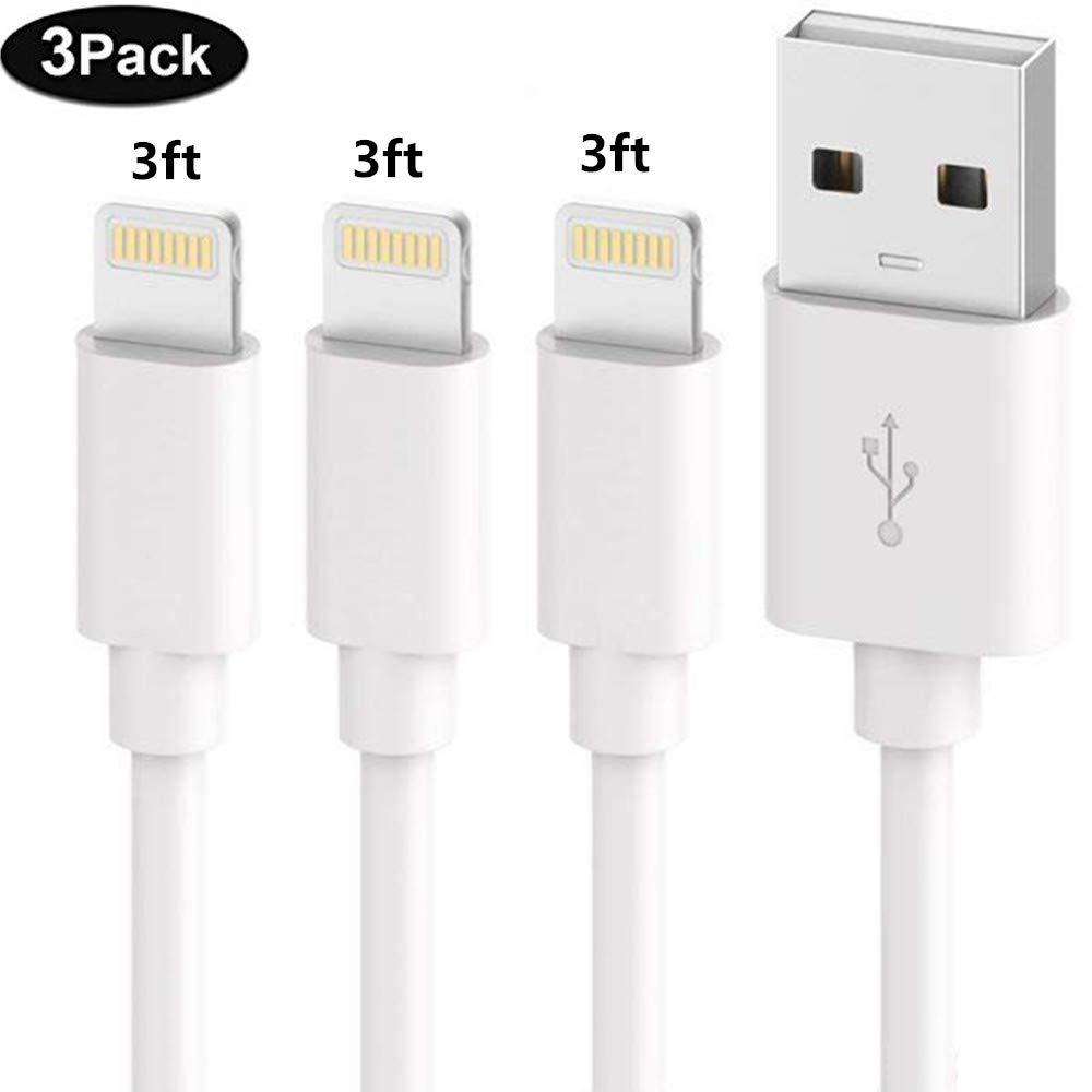 SHARLLEN iPhone Charger Cable (3 Pack 3FT) Fast USB iPhone Charging Cable Long Cord Compatible iPhone 11/XS/Max/XR/X/8/8 Plus/7/7 Plus/6/6 Plus/6S/6S Plus More (White) - LeoForward Australia