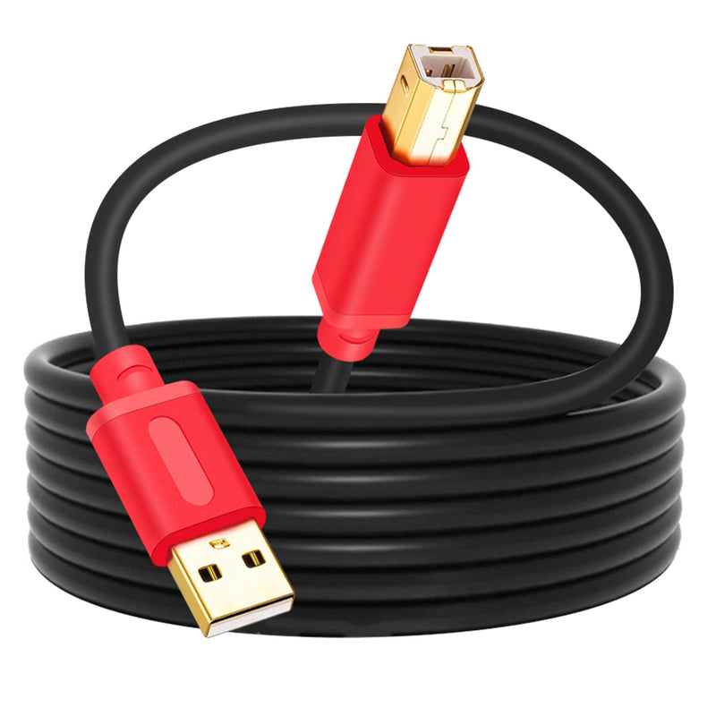  [AUSTRALIA] - Printer Cable 30Ft,Tan QY USB 2.0 High Speed Gold-Plated Connectors Printer Scanner Cable Cord A Male to B Male for HP, Canon, Lexmark, Dell, Xerox, Samsung etc (30Ft, Red)
