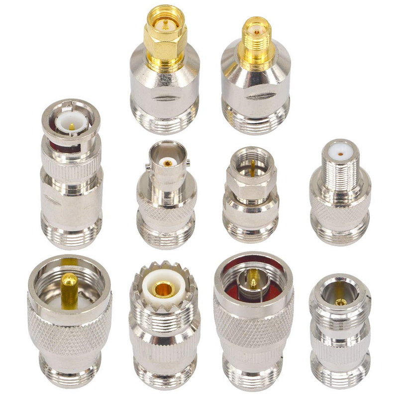  [AUSTRALIA] - Kaunosta N Type RF Coax Adapter Kit N Male Plug to N Female Connector N Female Type to SMA F UHF BNC Male Female BNC SMA Jack to N RF Coax Adapter WiFi Antenna Radio Converter for Exterder 10 Pieces