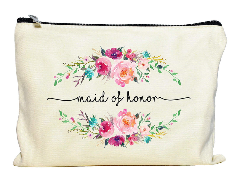 Maid of Honor Makeup Bag, Maid of Honor Gift, Bridal Party Favor, Cosmetic Pouch, Wedding Party Gift, Gift from Bride - LeoForward Australia