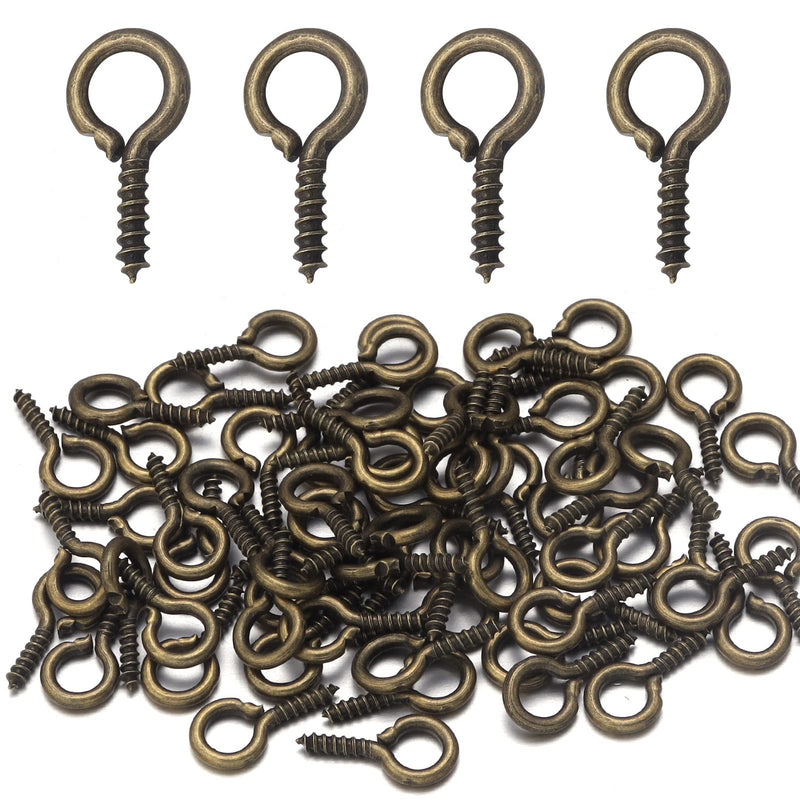  [AUSTRALIA] - Linsoir Beads 200pcs Sturdy Metal Tiny Screw Eyes Pin Bail Peg 7X14mm Antique Bronze Tone Antique Bronze 7X14mm