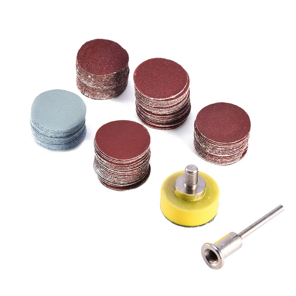  [AUSTRALIA] - Saiper 100pcs 1 Inch/25mm Sanding Discs Pad Sander Disk Kit with 1/8” Shank Abrasive Polish Pad Plate for Dremel Rotary Tool, 100/180/240/1500/3000 Grit Paper