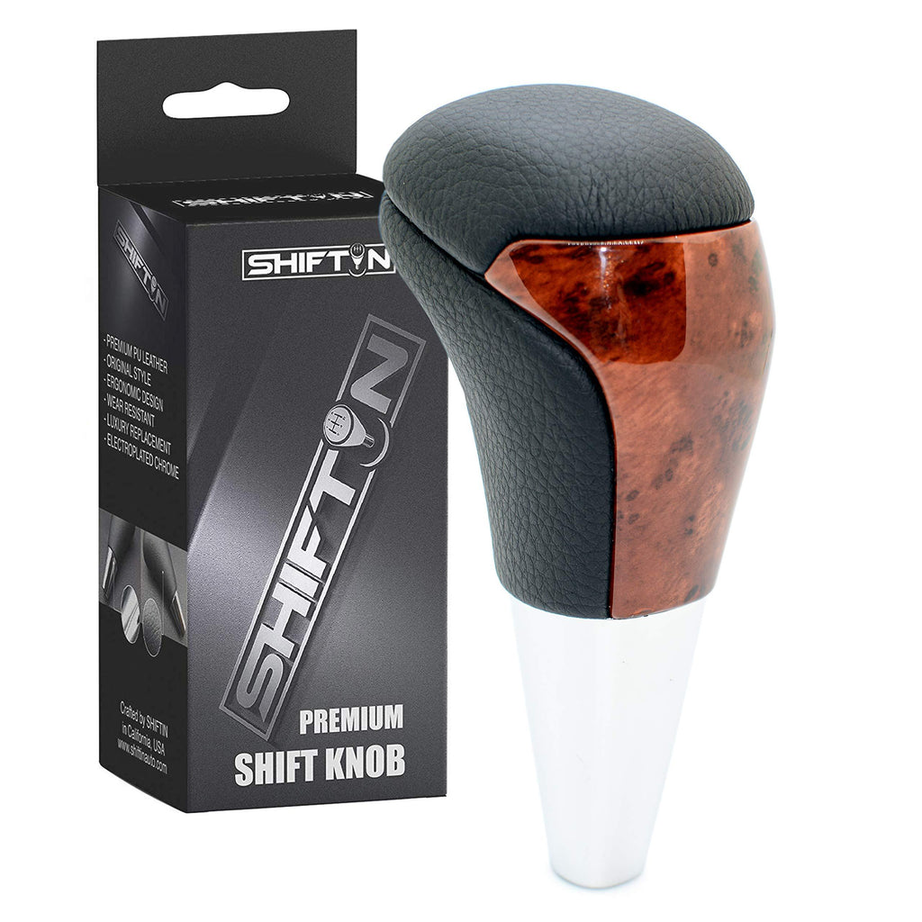 SHIFTIN Black Leather Medium Walnut Gear Shift Knob fit for Toyota Land Cruiser Tundra 4Runner Hilux Fortuner and Lexus LX Black Leather / Medium Walnut - LeoForward Australia