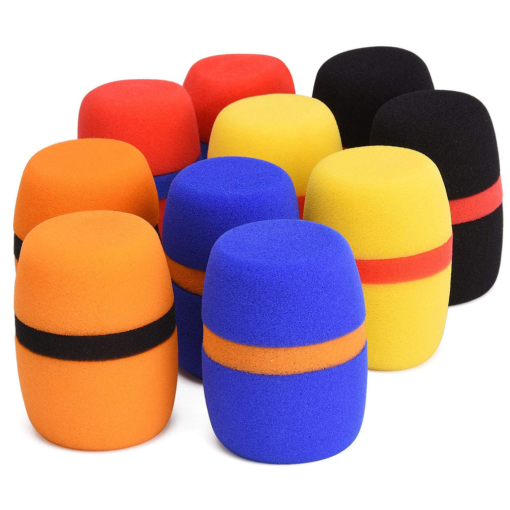  [AUSTRALIA] - 10 Pack Thick Handheld Stage Microphone Windscreen Sponge Cover Suitable for KTV, Dance Ball, Conference Room, News Interviews, Stage Performance (5 Color) 10 PCS Colorful(w/color ring)