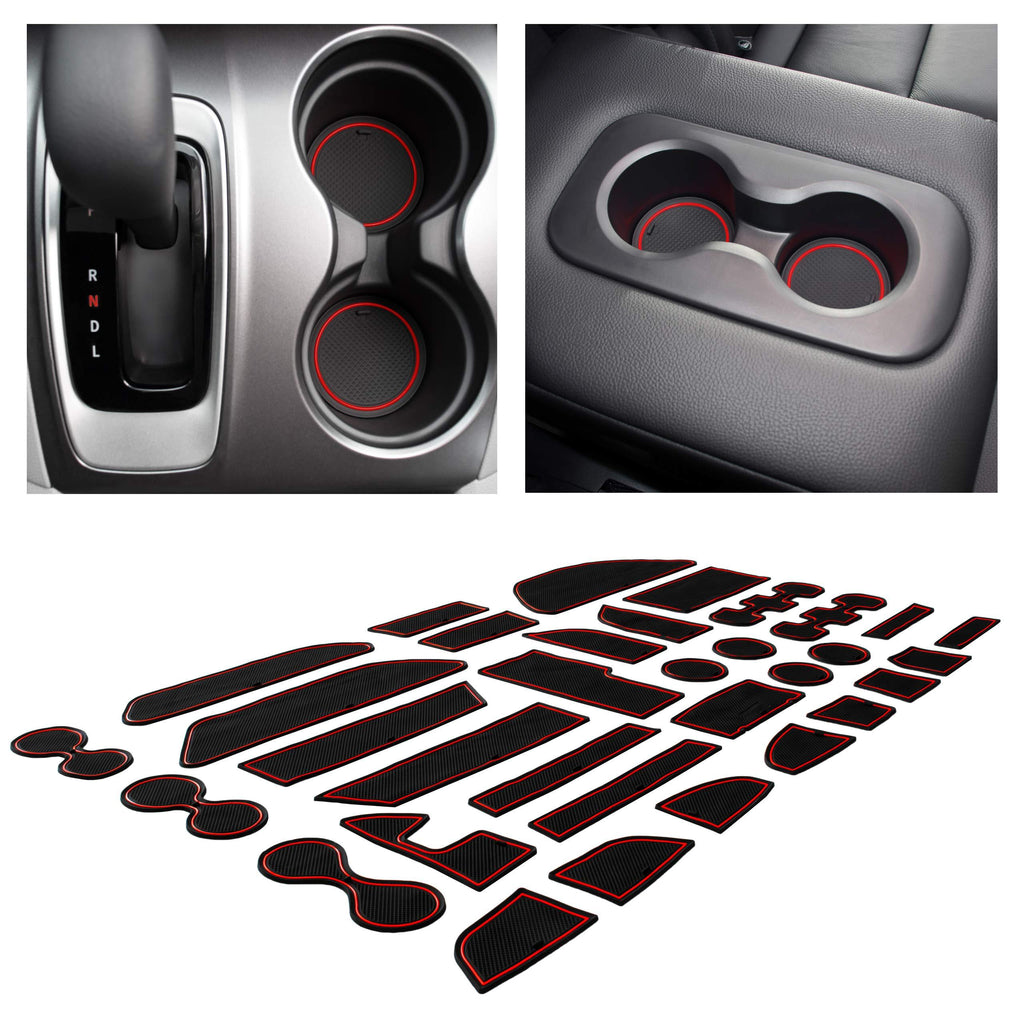  [AUSTRALIA] - CupHolderHero for Honda Pilot 2016-2020 Custom Liner Accessories – Premium Cup Holder, Console, and Door Pocket Inserts 31-pc Set (Red Trim) Red Trim