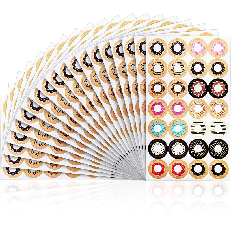 1000 Pieces Self Adhesive Set of Fashion Loose-Leaf Paper Reinforcement Labels, Assorted Donut Designs, Great for School, Home and Office (Style A) - LeoForward Australia