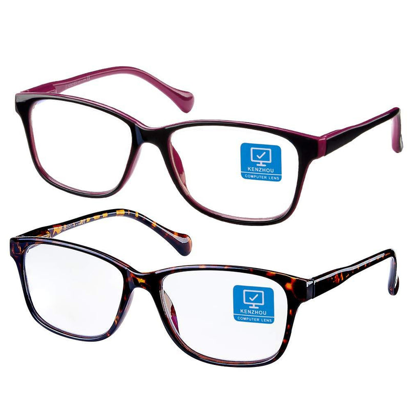  [AUSTRALIA] - Blue Light Blocking glasses/Computer Glasses 2 Pack Anti Eye Eyestrain Unisex(Men/Women) Glasses with Spring Hinges UV Protection(Twilight and Red) Twilight and Red