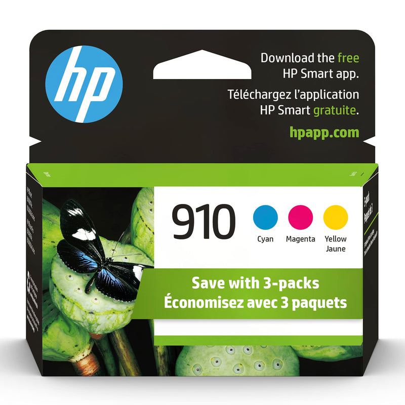  [AUSTRALIA] - Original HP 910 Cyan, Magenta, Yellow Ink Cartridges (3-pack) | Works with HP OfficeJet 8010, 8020 Series, HP OfficeJet Pro 8020, 8030 Series | Eligible for Instant Ink | 3YN97AN