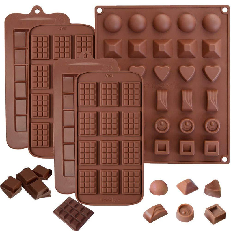  [AUSTRALIA] - 5 Pack Chocolate Bar Molds,Ausplua Silicone Chocolate mold Candy Jelly Cake Baking Mould,Break-Apart Chocolate, Food Grade Non-Stick Silicone Protein and Energy Bar Molds