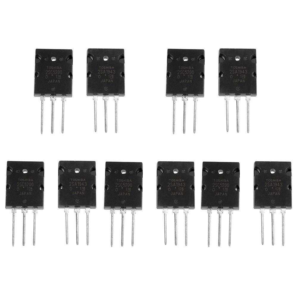 2SA1943 2SC5200 High Power Matched Audio Transistor Silicon Precision 5 Pair 10Pcs Replacement Black - LeoForward Australia