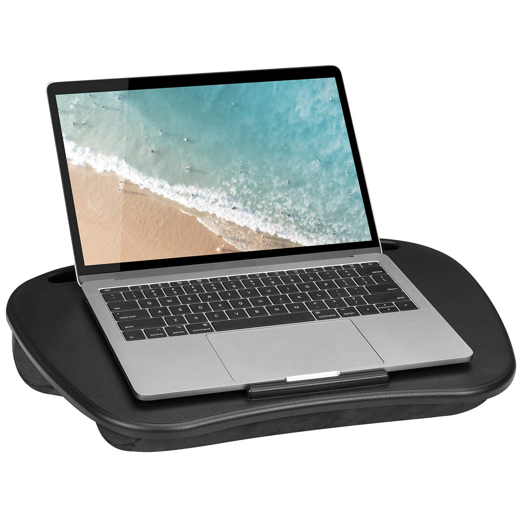 LapGear Mydesk Lap Desk with Device Ledge and Phone Holder - Black - Fits Up to 15.6 Inch Laptops - Style No. 44448 - LeoForward Australia
