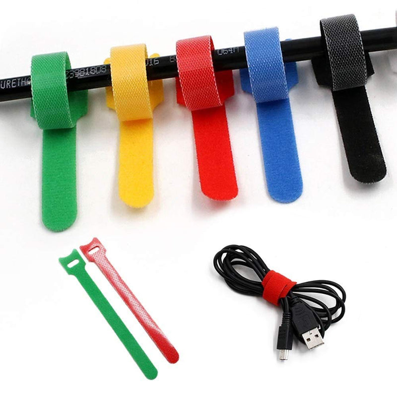  [AUSTRALIA] - RED SHIELD Reusable Zip Cable Ties. Organize Cables with Hook and Loop Strap Fastener. Flexible, Adjustable, Microfiber Cloth & Releasable Ties. Great Wrap Management. 5 Colors, 50 Pcs & 6 Inches.