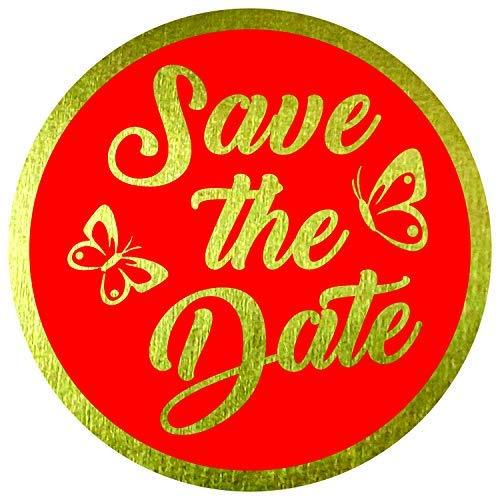 Save The Date Stickers - (Pack of 120) 2" Large Round Gold Foil Stamping Labels for Cards Gift Envelope Seals Boxes Save the Date - Gold Foil - LeoForward Australia