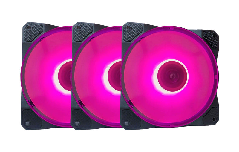 [AUSTRALIA] - APEVIA CO312L-PK Cosmos 120mm Pink LED Ultra Silent Case Fan w/ 16 LEDs & Anti-Vibration Rubber Pads (3 Pk) Cosmos Pink