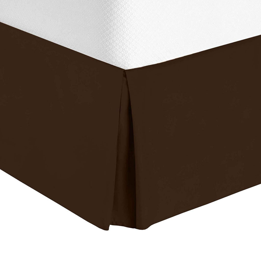  [AUSTRALIA] - Valencia Beddings Split Corner Bed Skirt 16 Inch Drop Full Size 100% Natural Cotton Wrinkle and Fade Resistant Full Size, Brown Solid Full 54 '' x 75'' - 16 Inch Drop