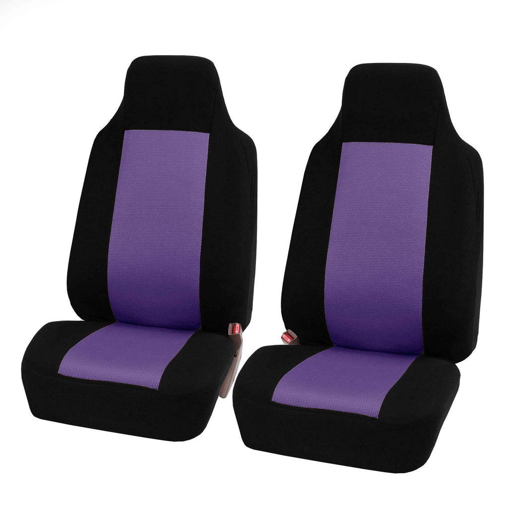 FH Group FB102PURPLE102 Classic Cloth Car Front Pair Set Seat Covers Purple/Black- Fit Most Car, Truck, SUV, or Van Purple Black Bucket Front Set - LeoForward Australia