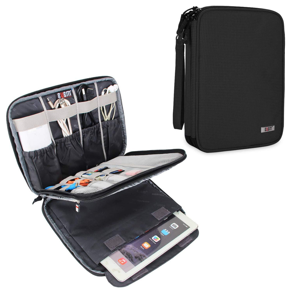  [AUSTRALIA] - BUBM Electronic Organizer, Travel Cable Organizer Cord Bag for Earphone, USB Flash Drive, Memory Card and More, Compatible with Up to 9.7" iPad or Tablet (X-Large, Black) X-Large,2-layer