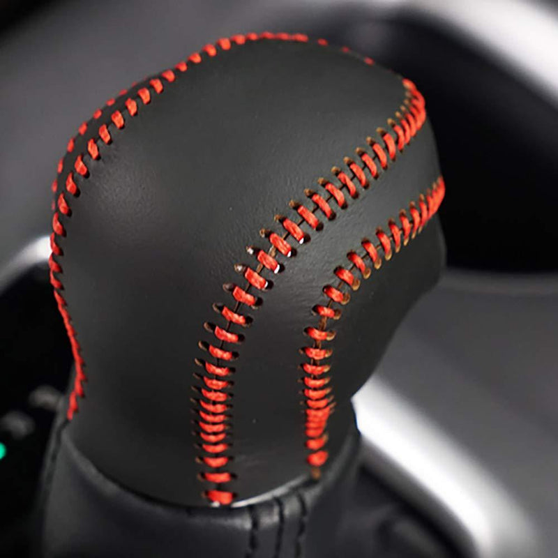  [AUSTRALIA] - Car Gear Shift Knob Cover,Black with Red Stitches chrpdt002 Leather Gear Shit Cover for 2018 2019 Toyota CHR,1PC